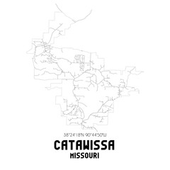 Catawissa Missouri. US street map with black and white lines.