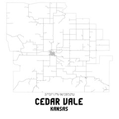 Cedar Vale Kansas. US street map with black and white lines.