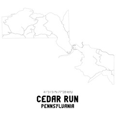 Cedar Run Pennsylvania. US street map with black and white lines.