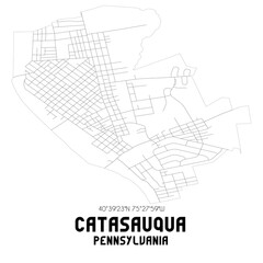 Catasauqua Pennsylvania. US street map with black and white lines.