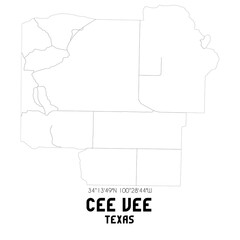 Cee Vee Texas. US street map with black and white lines.