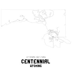 Centennial Wyoming. US street map with black and white lines.