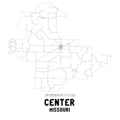 Fototapeta premium Center Missouri. US street map with black and white lines.
