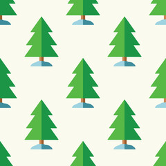 Obraz premium Vector seamless pattern of Christmas tree on light beige background for sites, wrapping, postcards, web sites etc. Merry Christmas and Happy New Year concept