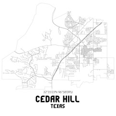 Fototapeta na wymiar Cedar Hill Texas. US street map with black and white lines.