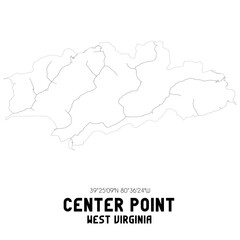 Center Point West Virginia. US street map with black and white lines.