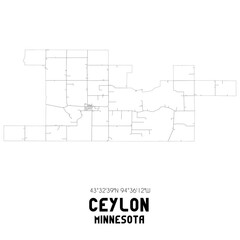 Ceylon Minnesota. US street map with black and white lines.