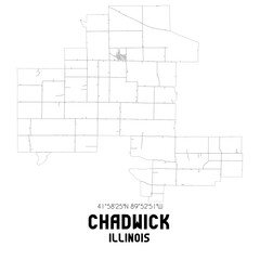 Chadwick Illinois. US street map with black and white lines.