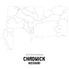 Chadwick Missouri. US street map with black and white lines.
