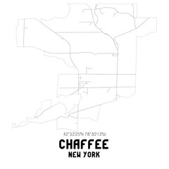 Chaffee New York. US street map with black and white lines.