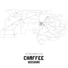 Chaffee Missouri. US street map with black and white lines.