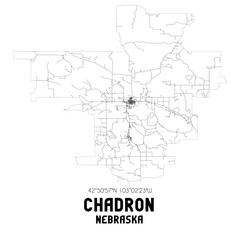 Chadron Nebraska. US street map with black and white lines.