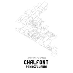 Fototapeta na wymiar Chalfont Pennsylvania. US street map with black and white lines.