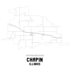 Chapin Illinois. US street map with black and white lines.
