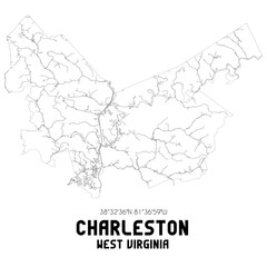 Obraz premium Charleston West Virginia. US street map with black and white lines.
