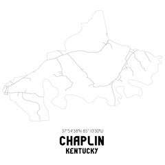 Chaplin Kentucky. US street map with black and white lines.