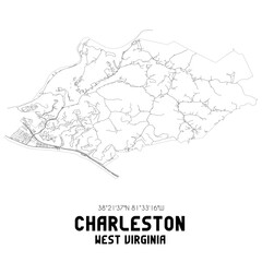 Fototapeta premium Charleston West Virginia. US street map with black and white lines.