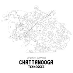 Fototapeta na wymiar Chattanooga Tennessee. US street map with black and white lines.