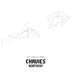 Chavies Kentucky. US street map with black and white lines.