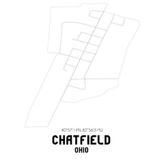 Chatfield Ohio. US street map with black and white lines.