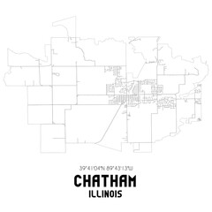 Chatham Illinois. US street map with black and white lines.