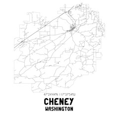 Obraz premium Cheney Washington. US street map with black and white lines.