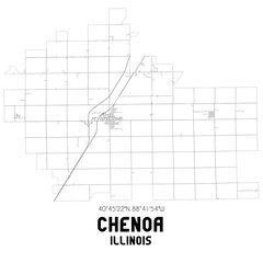 Chenoa Illinois. US street map with black and white lines.