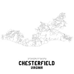 Chesterfield Virginia. US street map with black and white lines.