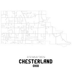 Chesterland Ohio. US street map with black and white lines.