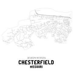 Chesterfield Missouri. US street map with black and white lines.