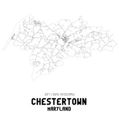Chestertown Maryland. US street map with black and white lines.