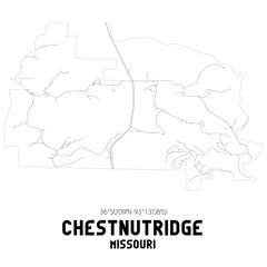 Chestnutridge Missouri. US street map with black and white lines.