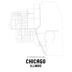 Chicago Illinois. US street map with black and white lines.