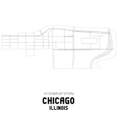 Chicago Illinois. US street map with black and white lines.