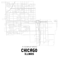 Chicago Illinois. US street map with black and white lines.