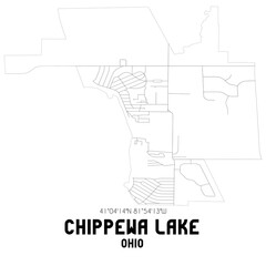 Chippewa Lake Ohio. US street map with black and white lines.