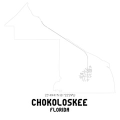 Chokoloskee Florida. US street map with black and white lines.