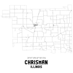 Chrisman Illinois. US street map with black and white lines.