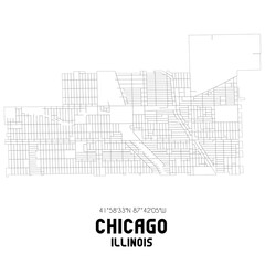 Chicago Illinois. US street map with black and white lines.