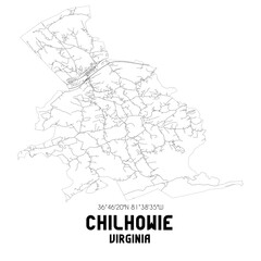 Chilhowie Virginia. US street map with black and white lines.