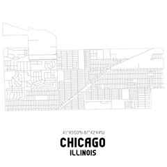 Chicago Illinois. US street map with black and white lines.