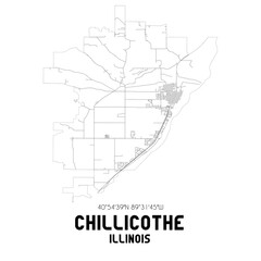 Chillicothe Illinois. US street map with black and white lines.