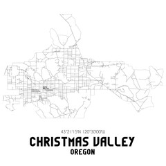 Christmas Valley Oregon. US street map with black and white lines.