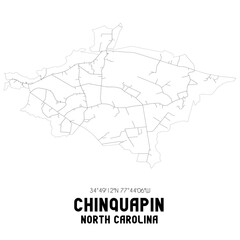 Chinquapin North Carolina. US street map with black and white lines.