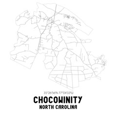 Chocowinity North Carolina. US street map with black and white lines.
