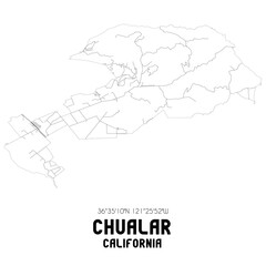 Chualar California. US street map with black and white lines.