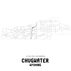 Chugwater Wyoming. US street map with black and white lines.