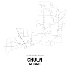 Chula Georgia. US street map with black and white lines.
