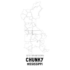 Chunky Mississippi. US street map with black and white lines.