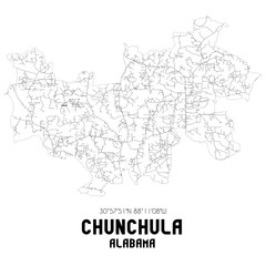 Chunchula Alabama. US street map with black and white lines.